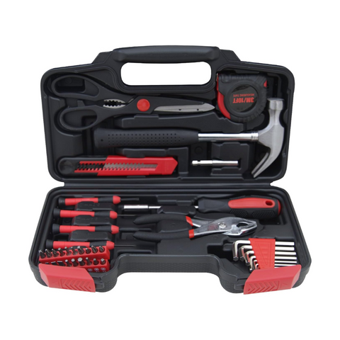 39-Piece Household Tool Kit - Essential Home Repair Set with Toolbox