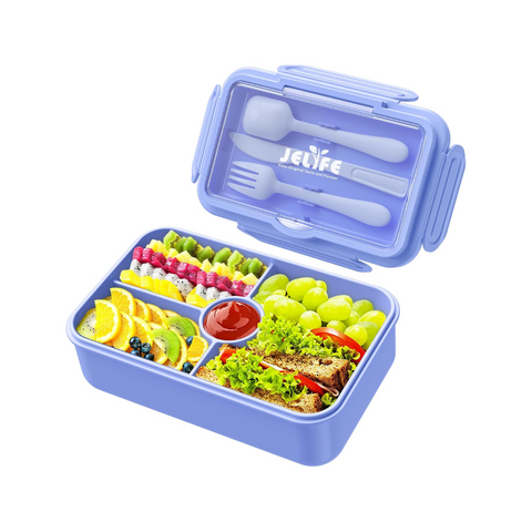 Kids Lunch Box - Leakproof Bento Box with 4 Compartments & Silverware