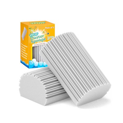 2-Pack Damp Clean Duster Sponge - Magic Eraser for Blinds, Glass, & More