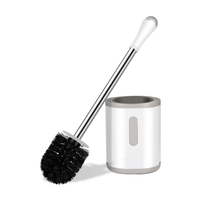 Compact Toilet Brush & Holder - Stainless Steel Handle, Drip-Proof, Space-Saving