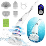 Electric Spin Scrubber - Waterproof, LCD Display, Adjustable Handle, Cordless