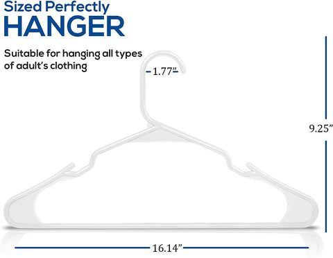 Clothes Hangers 50 Pack - Durable Plastic, Space Saving, Coat Hanger with Shoulder Grooves