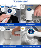 Cordless Spin Scrubber - Power Scrubber with LED Display & 4 Brush Heads