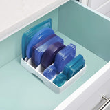 Adjustable Food Container Lid Organizer - Kitchen Cabinet Storage Solution