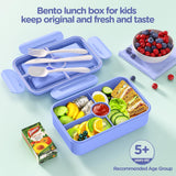 Kids Lunch Box - Leakproof Bento Box with 4 Compartments & Silverware