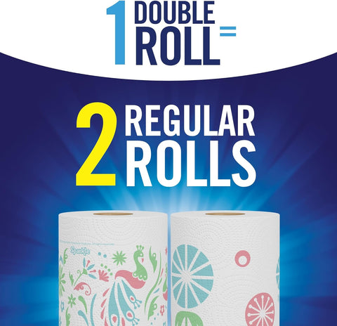 Pick-A-Size Paper Towels - Spirited Prints, 6 Double Rolls, Full & Half Sheets