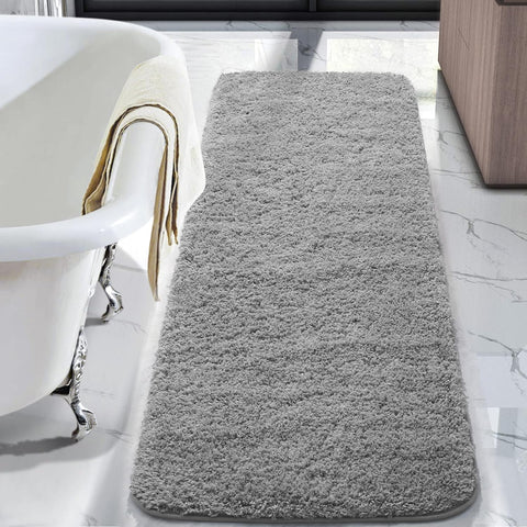 Bathroom Rug Runner 24x60 Inch - Soft Absorbent Microfiber, Non-Slip, Quick Dry, Grey