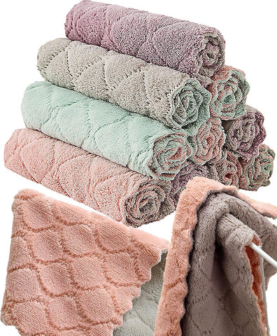 12 Pack Kitchen Towels - Quick Dry Coral Velvet, Soft & Absorbent