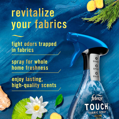 Touch Fabric Spray - Ocean & Mountain Scent, Deodorizer & Refresher, 33.8 Fl Oz